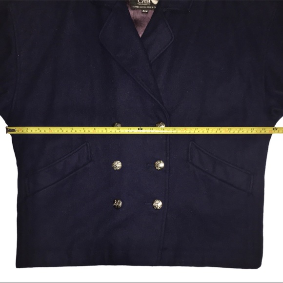 Vintage Unique Navy Blue Wool Peacoat, Utex Nautical Epaulet Double Breasted, XL - Picture 13 of 16